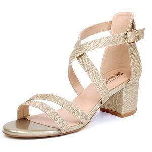 IDIFU Women's Low Chunky Heel Sandals 8.5‎ (4609)